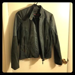 Bernardo slate blue leather/suede jacket